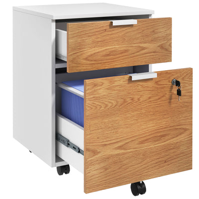 HOMCOM Two-Drawer Lockable Filing Cabinet - Wood Effect 