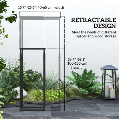 Outsunny 40-65/100-150cm Adjustable Metal Firewood Log Holder 