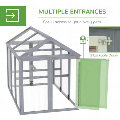 PawHut Large Chicken Run, Wooden Chicken coop, with Combinable Design - Wood Effect 