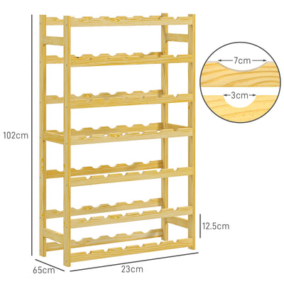HOMCOM 42-Bottle Wooden Wine Rack - Natural Finish 