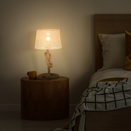 HOMCOM Nautical Style Table Lamp with Fabric Lampshade Metal Frame Power Switch, 54cm Home Desk Lamp Bedroom Living Room Study E27 Base, Beige 