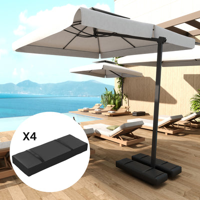 Outsunny Parasol Weights Set of 4, Parasol Base Weights Bags, 25kg Fillable Sandbag Weights with Handles, Cantilever Umbrella Base Weights, Black 