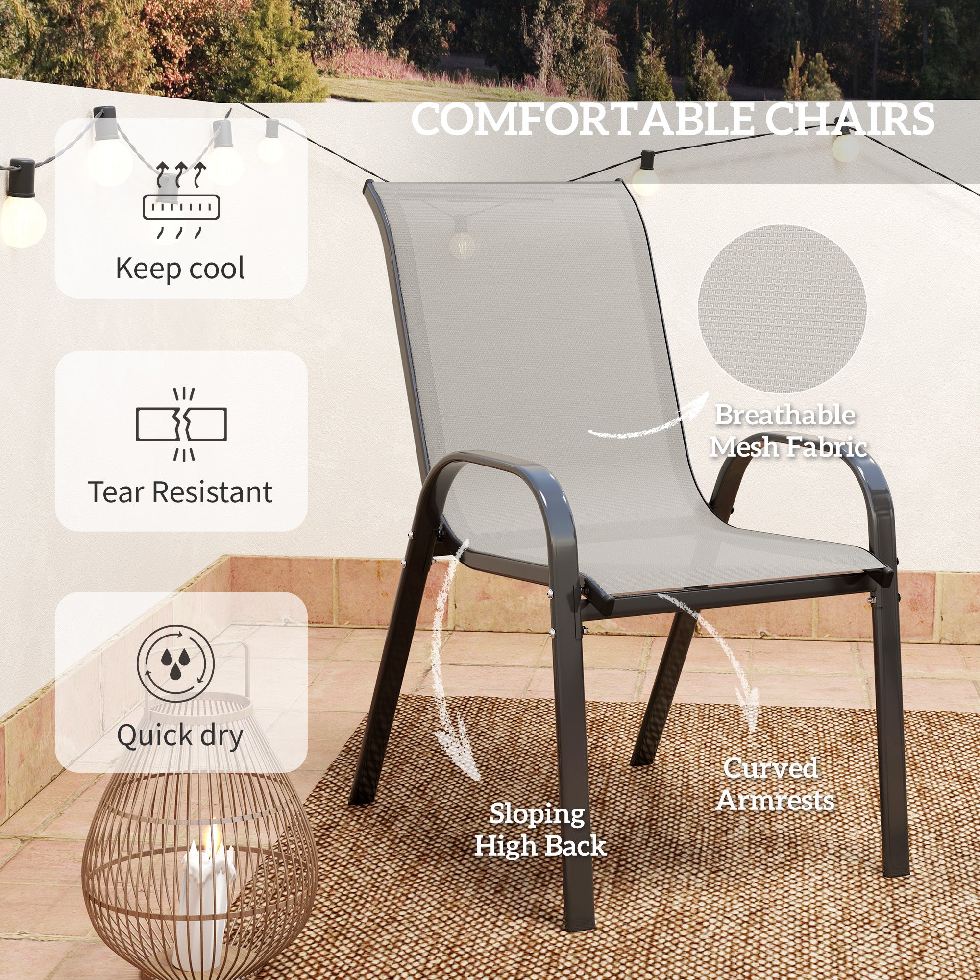 Outsunny Three-Piece Outdoor Garden Set - Light Grey 