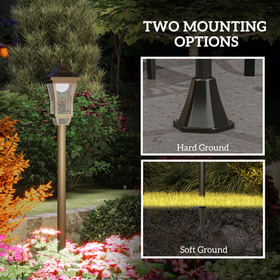 Outsunny 1.3 m Garden Lamp Post Light, LED Outdoor Solar Post Lights, Waterproof IP44 for Patio, Garden, Pathway, Cool White 