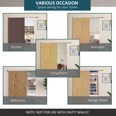 HOMCOM 6FT Modern Sliding Barn Door Closet Hardware Track Kit Track System Unit for Single Wooden Door 
