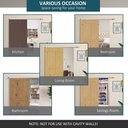 HOMCOM 6FT Modern Sliding Barn Door Closet Hardware Track Kit Track System Unit for Single Wooden Door 