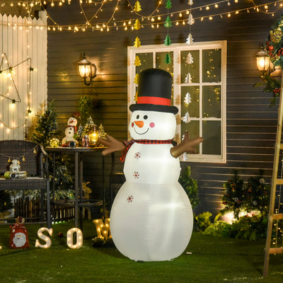 HOMCOM 6ft Giant Inflatable Snowman Christmas Decoration w/ LED Lights Accessories Cute Family Fun Seasonal Outdoor Indoor 