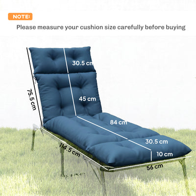 Outsunny Set of Two 190 x 56cm Sun Lounger Cushions - Navy Blue
