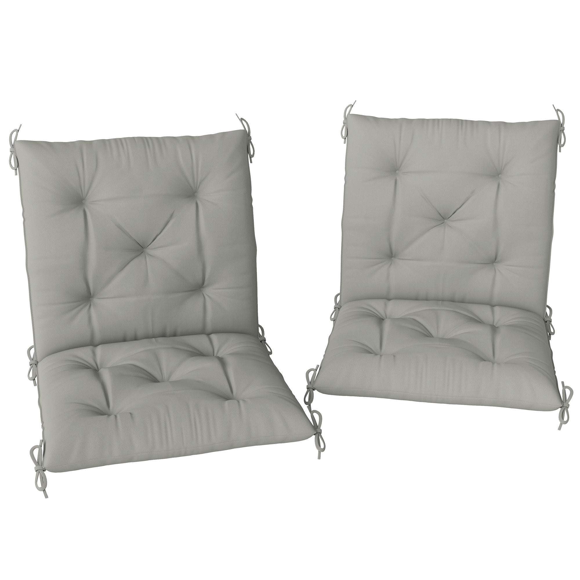 Outsunny Set of Two Outdoor Seat Cushions - Light Grey 