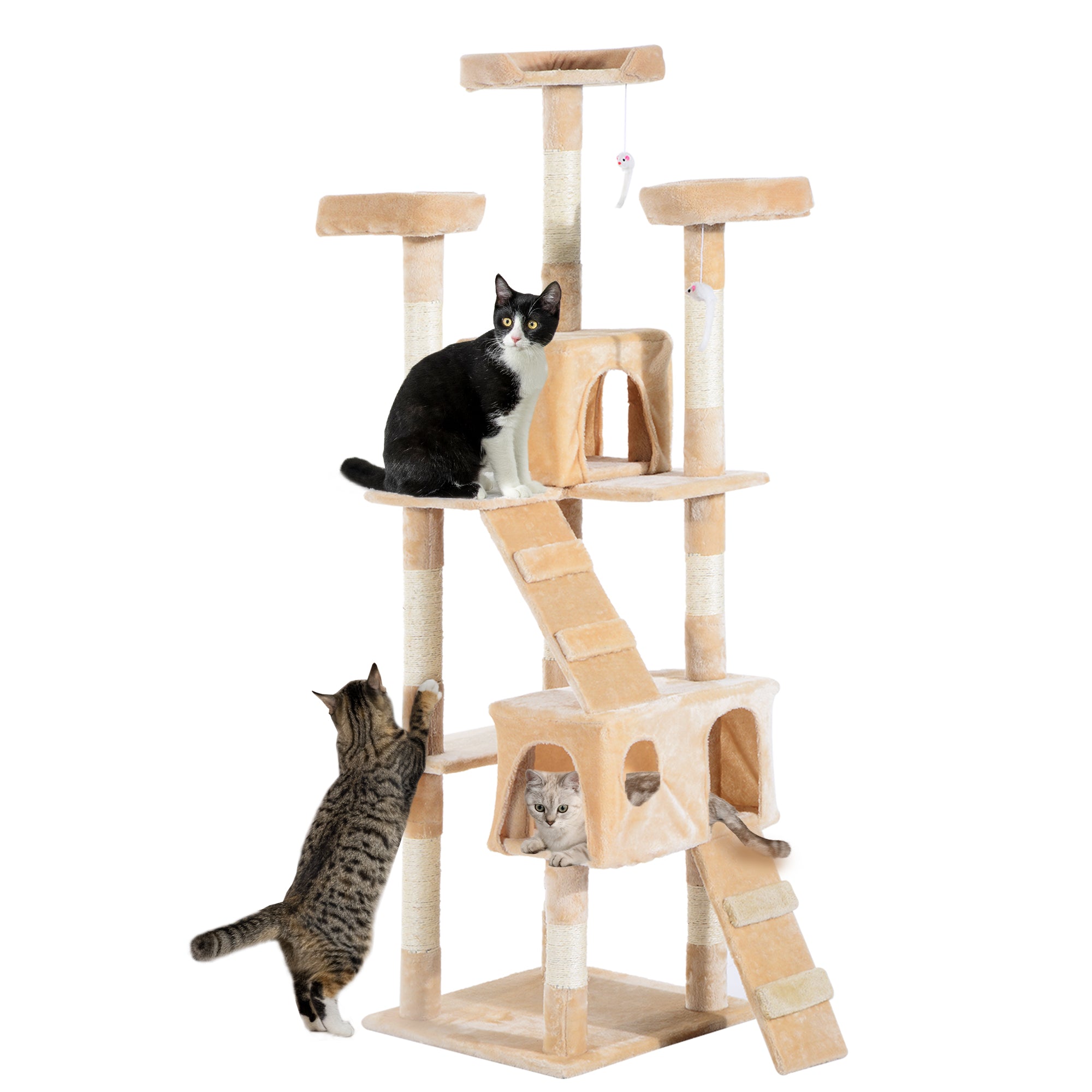 PawHut Cat Tree Scratching House, Activity Play Centre 