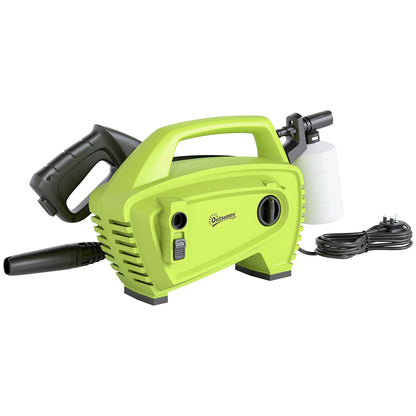 Outsunny 1600W High Pressure Washer, 130 Bar Pressure, 390 L/h Flow, Portable Power Washer Jet Wash Cleaner with Adjustable Nozzle, 6M Hose, Handle for Home Patio Car Driveway, Green