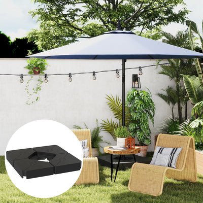 Outsunny Umbrella Weights for Cantilever Parasols, Set of 4 Heavy Duty Parasol Base Weights, 64kg Sand or 55kg Water Filled, Black 
