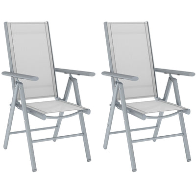 Outsunny Set of Two Aluminium Folding Chairs  - Light Grey 