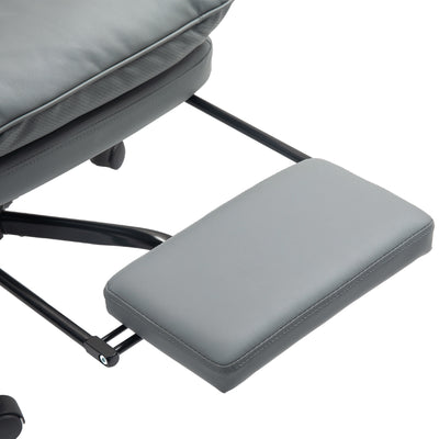 HOMCOM Faux Leather Reclining Office Chair, with Footrest - Grey 