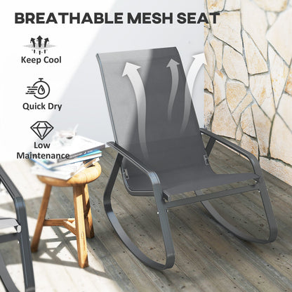 Outsunny Set of Two Rocking Garden Chairs - Grey 