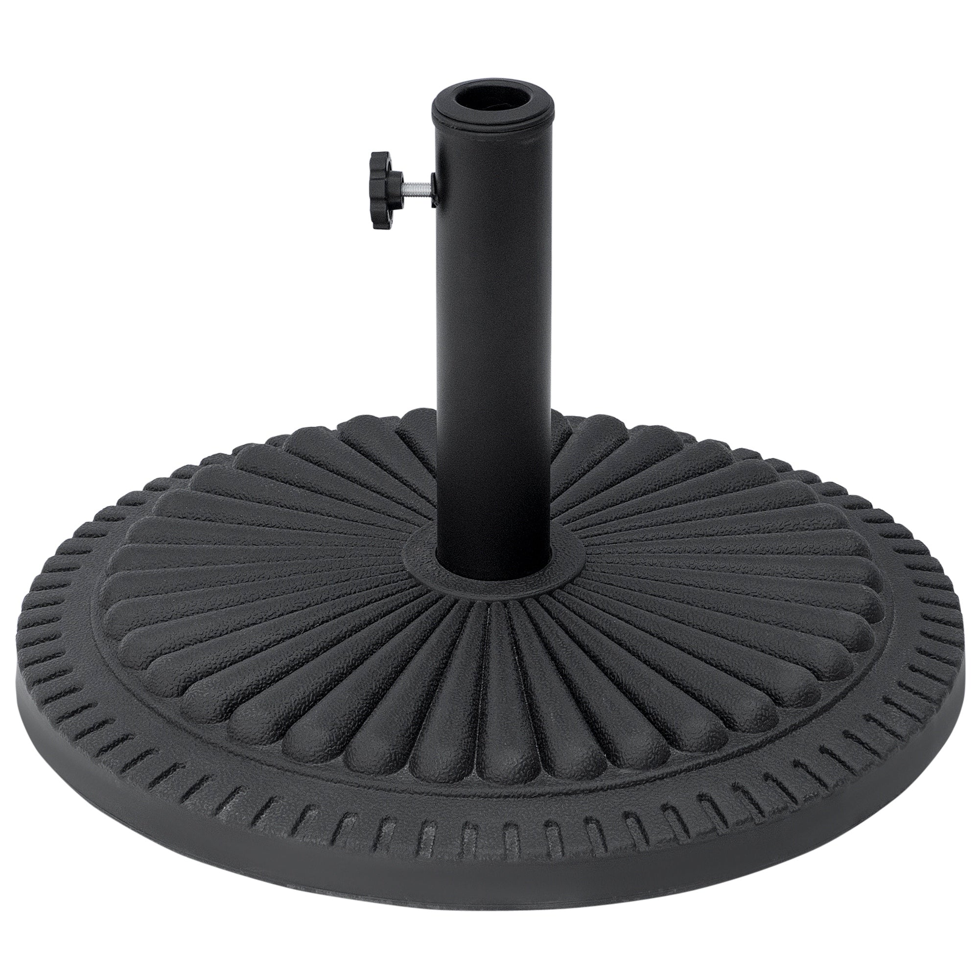 Outsunny 14kg Round Cement Parasol Base Umbrella Weight Stand Holder Fits Φ35mm,Φ38mm,Φ48mm Pole for Patio Outdoor Garden - Black 