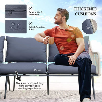 Outsunny Six-Piece Rattan Strong Garden Sofa Set - Grey 