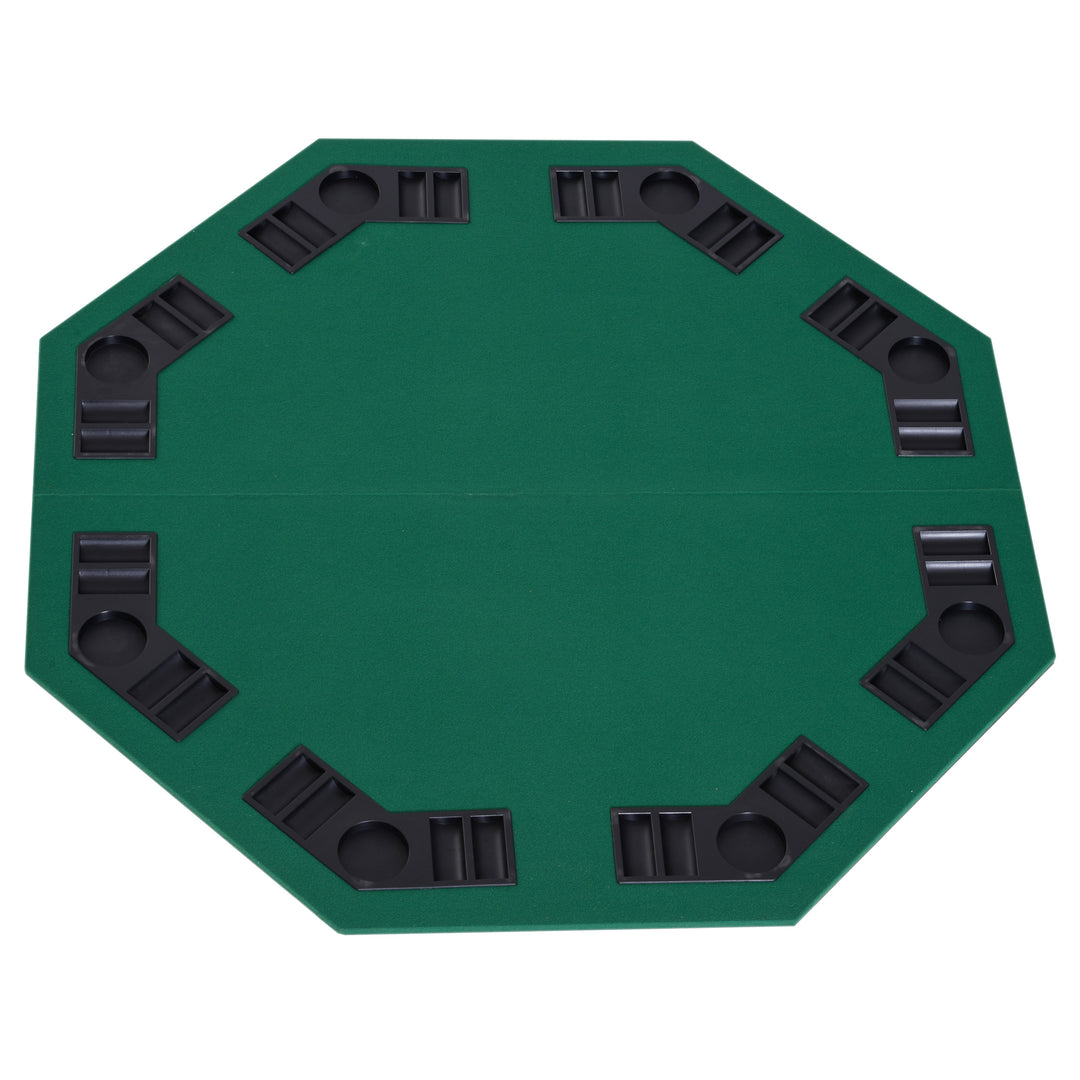 HOMCOM 1.2m/48 Inches Foldable Poker Table Top 8 Players Blackjack Tables Chip Trays 
