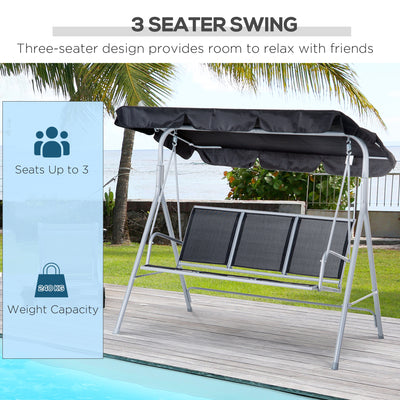 Outsunny Outdoor 3-Seater Swing Chair-Black 