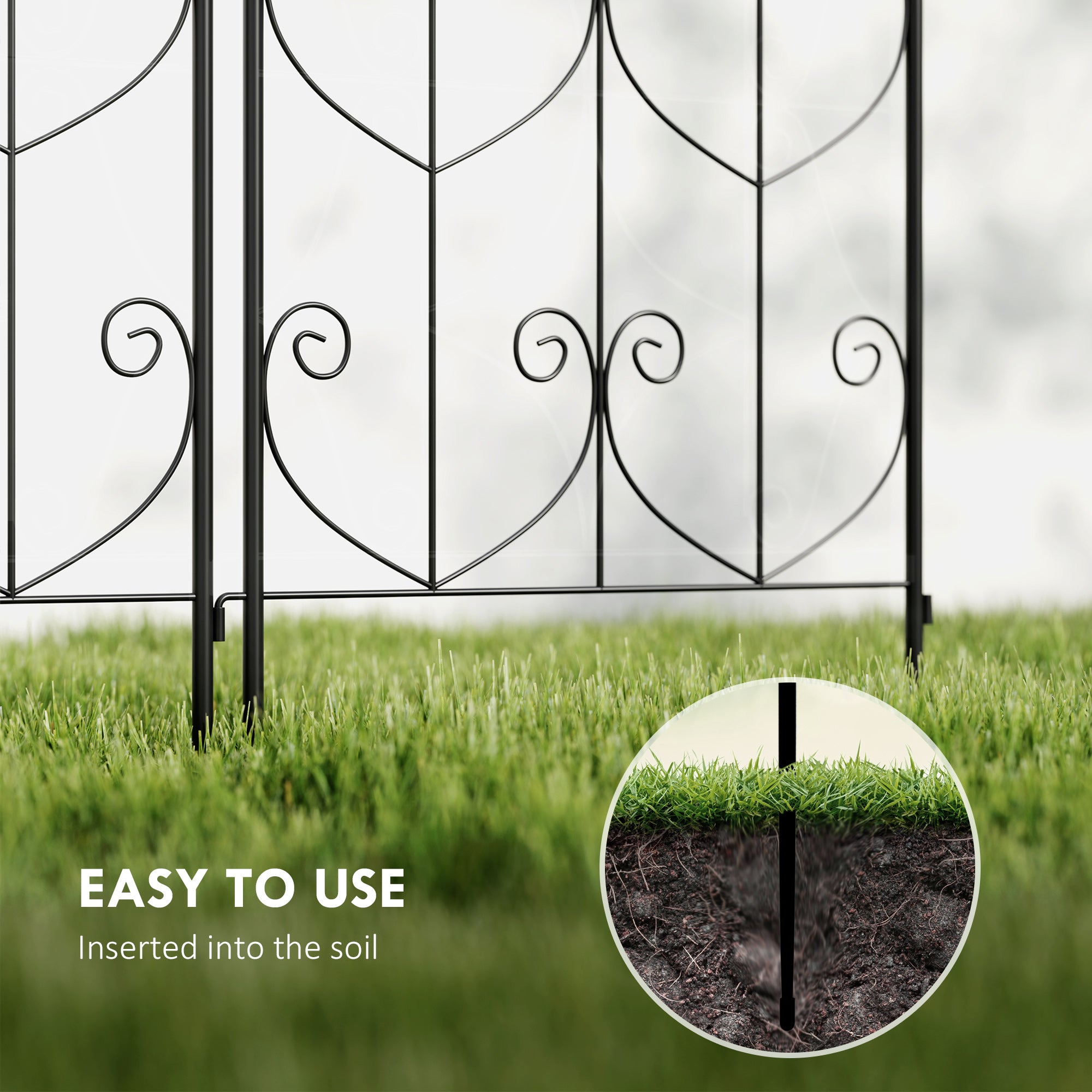 Outsunny Set of 2 Garden Trellis, Metal Fence Panels for Climbing Outdoor Plants, Flowers, 180 x 50cm 