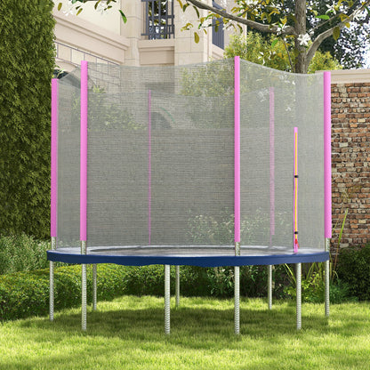 SPORTNOW 8ft Trampoline Net Replacement with 6 Plastic Pole Covers, Weather-Resistant Trampoline Netting Replacement with Zipped Entrance, Poles Not Included, Pink 