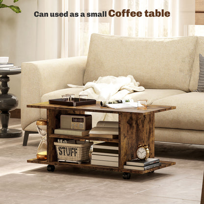 HOMCOM Modern TV Cabinet Stand Storage Shelves Table Mobile Bedroom Furniture Bookshelf Bookcase Rustic Brown 