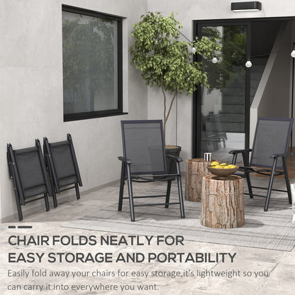 Outsunny Set of 4 Foldable Metal Garden Chairs Outdoor Patio Park Dining Seat Furniture Black 