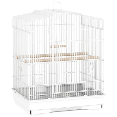 PawHut Large Metal Bird Cage with Perches, Food Bowls, Swing, for Budgies, Parakeets, White 