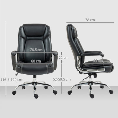 HOMCOM Ergonomic Office Chair, Heavy Duty Faux Leather Desk Chair with Tilt Function, Adjustable Height, 227kg 500LBS Swivel Computer Chair for Home Study, Black 