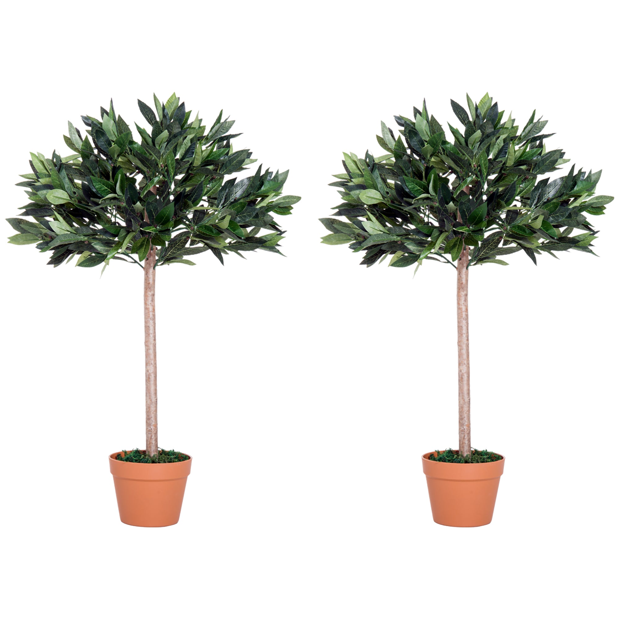 Outsunny 3ft Artificial Olive Tree Indoor Plant Greenery for Home Office Potted in An Orange Pot Set of 2 