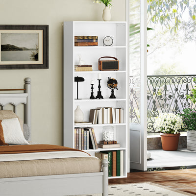 HOMCOM Six Shelf Bookcase - White 
