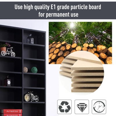 HOMCOM 1116 CD/ 528 DVD Storage Shelf Rack Media Storage Unit Shelves Racks Wooden Display Unit with 10 Adjustable Shelves, Black 