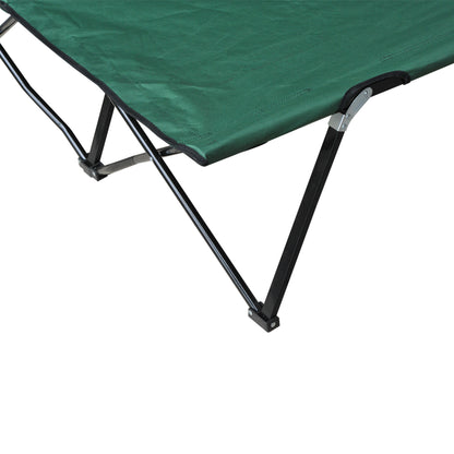 Outsunny Double Camping Cot Bed, with Bag - Green 