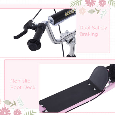 HOMCOM Stunt Scooter, Kids Scooter with Big Wheels, Adjustable Height, Dual Brakes, for Ages 5 Years+, Pink 