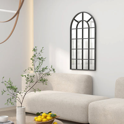 HOMCOM 110 x 62 cm Arched Decorative Wall Mirror for Bedroom Living Room, Modern Window Bathroom Mirror for Home Decor 