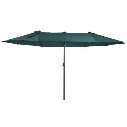 Outsunny 4.6m Garden Parasol Double-Sided Sun Umbrella Patio Market Shelter Canopy Shade Outdoor Green 