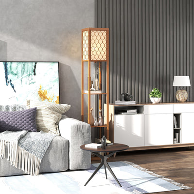 HOMCOM Three-Shelf Standing Lamp - Natural 