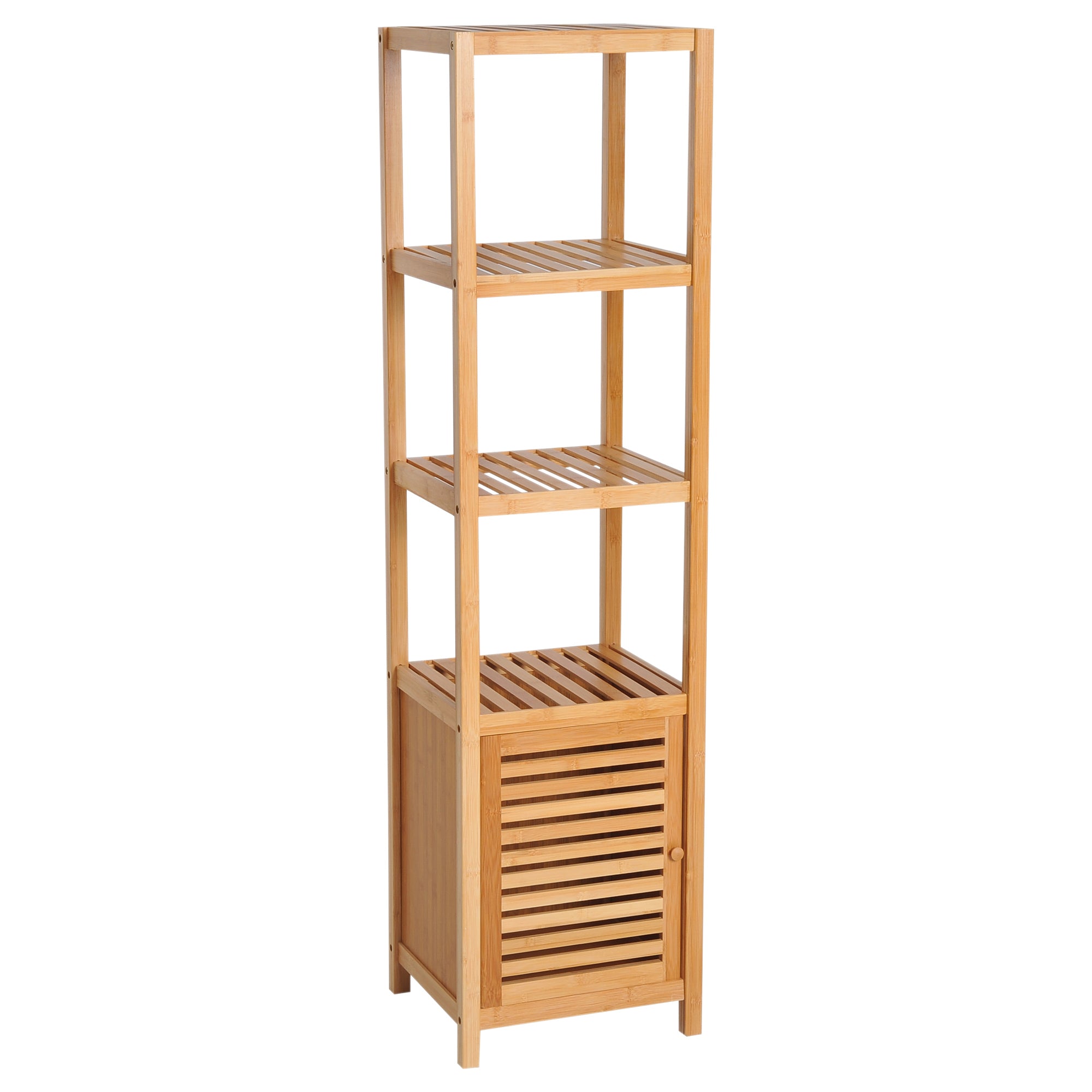 HOMCOM 140cm Tall Bathroom Cabinet, Freestanding Storage Unit w/ 3 Shelves, Utility Organiser Cupboard for Home Kitchen 