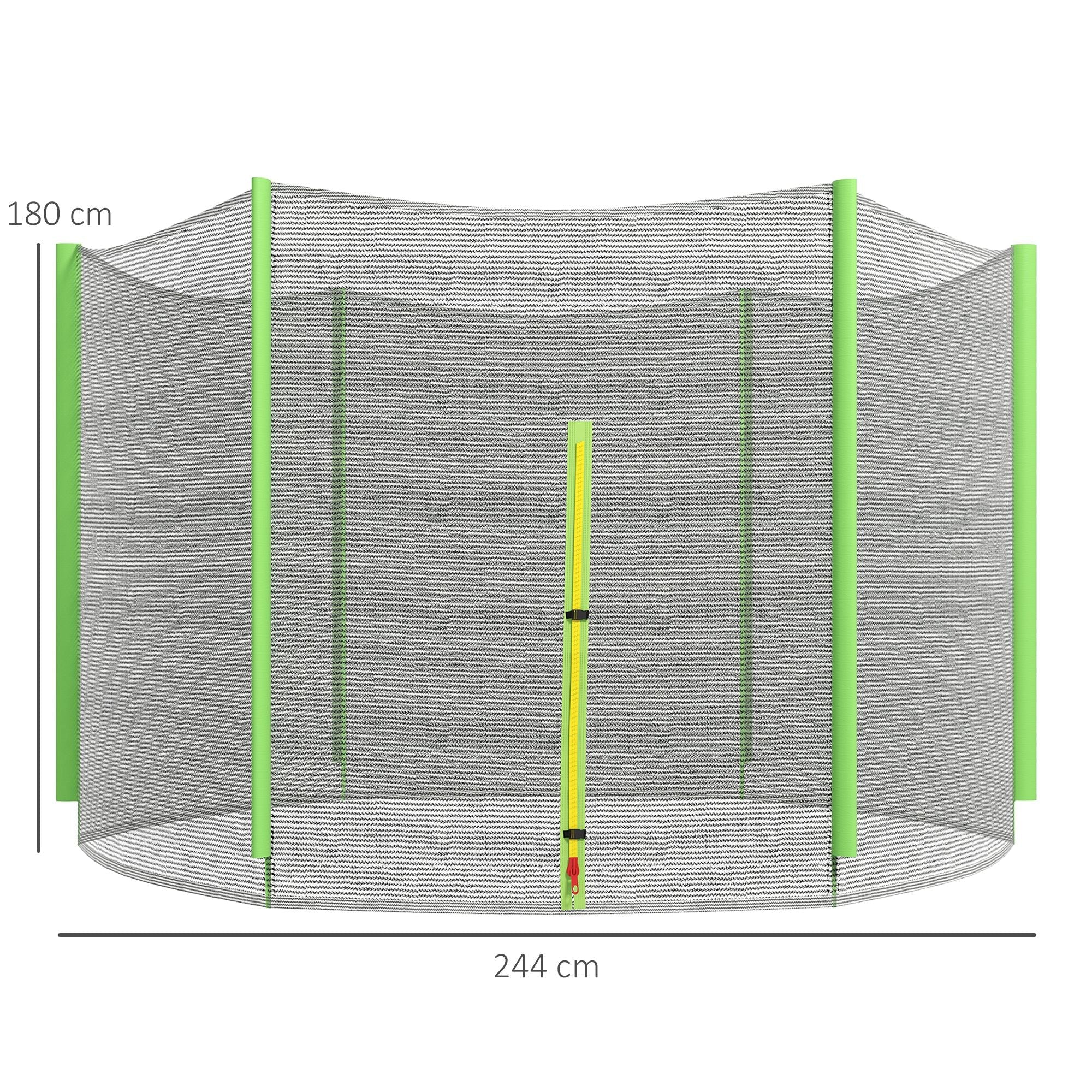 SPORTNOW 8ft Trampoline Net Replacement with 6 Plastic Pole Covers, Weather-Resistant Trampoline Netting Replacement with Zipped Entrance, Poles Not Included, Green 