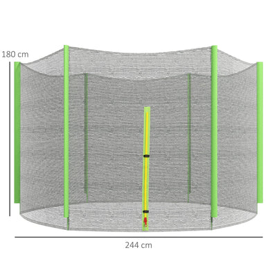 SPORTNOW 8ft Trampoline Net Replacement with 6 Plastic Pole Covers, Weather-Resistant Trampoline Netting Replacement with Zipped Entrance, Poles Not Included, Green 