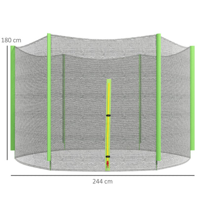 SPORTNOW 8ft Trampoline Net Replacement with 6 Plastic Pole Covers, Weather-Resistant Trampoline Netting Replacement with Zipped Entrance, Poles Not Included, Green 