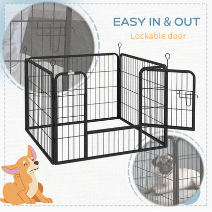 PawHut Heavy Duty Dog Playpen, 4 Panel Puppy Pen, Foldable Dog Kennel Both Indoor Outdoor Use Collapsible Design 82L x 82W x 60H (cm) 