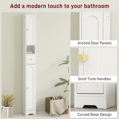 HOMCOM 185 cm Tall Bathroom Cabinet with Arched Doors - White 