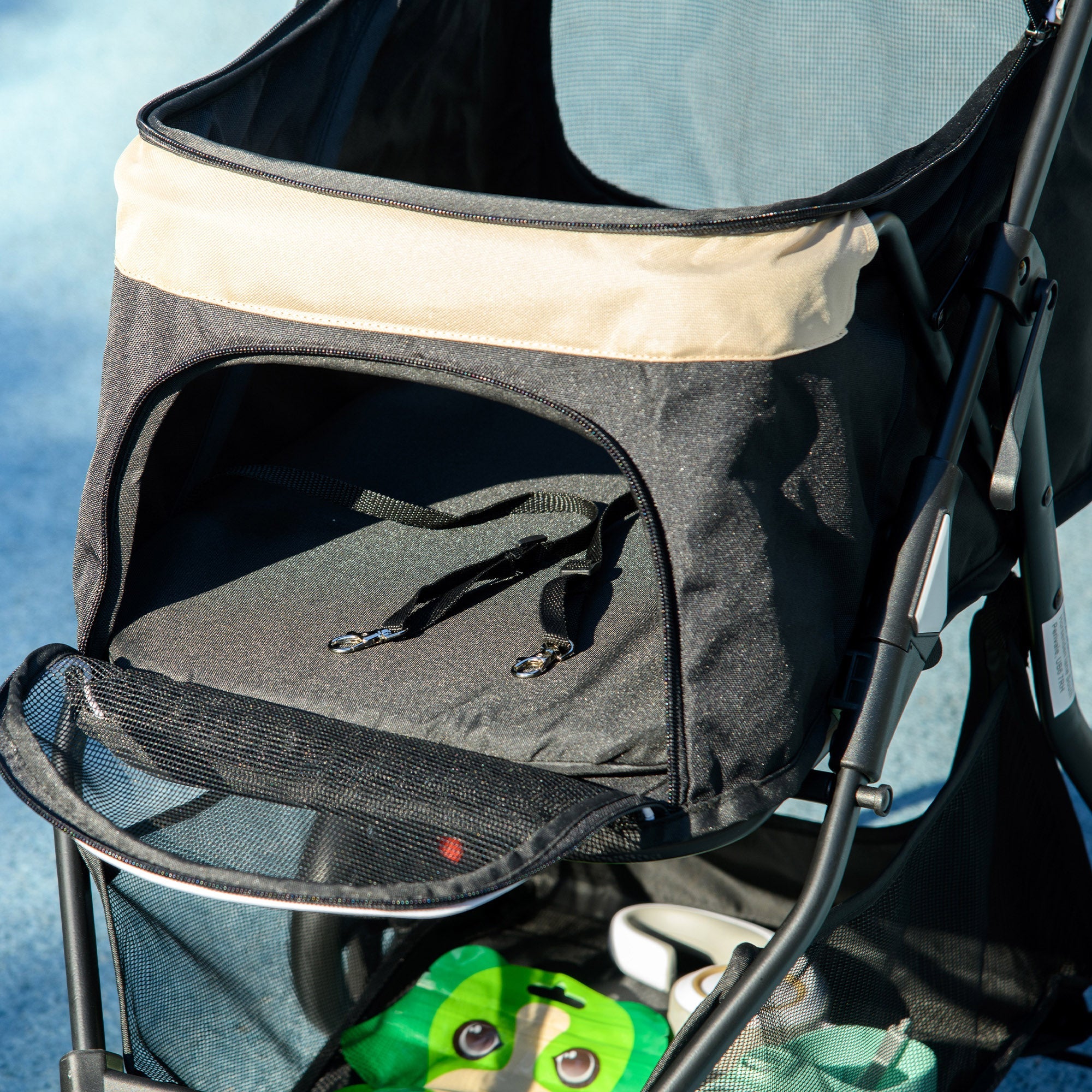 PawHut Foldable Pet Stroller w/ Rain Cover, for XS Dogs, S Dogs - Khaki 