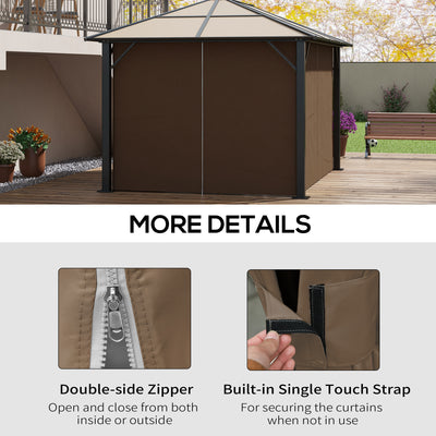 Outsunny Set of Four 3 x 4m Gazebo Replacement Walls - Dark Brown 