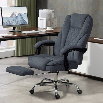 Vinsetto Massage Office Chair, Heated Reclining Computer Chair with Adjustable Height and Footrest, Dark Grey 