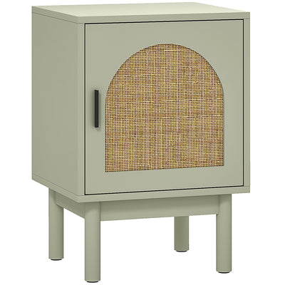 HOMCOM Rattan Bedside Table for Bedroom - Light Green 