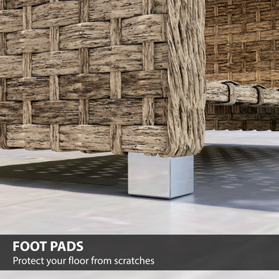 Outsunny Outdoor Coffee Table with Storage Shelf, PE Rattan Side Table with Slatted Top and Foot Pads, Light Brown 