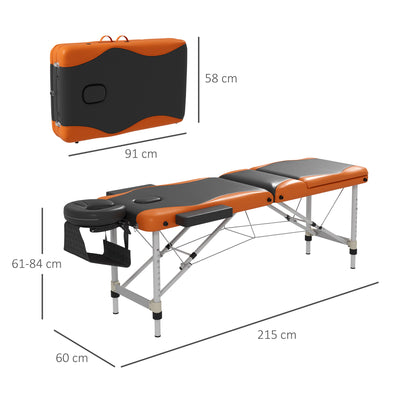 HOMCOM Foldable Massage Table Professional Salon SPA Facial Couch Bed Black and Orange 