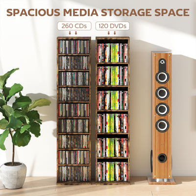 HOMCOM 260 Narrow CD Storage Unit - Rustic Brown 